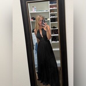 Elegant Black Halter Dress